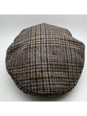 Jonathan Richard Ireland Newsboy Hat Men's Size Large Wool Tweed Plaid Brown